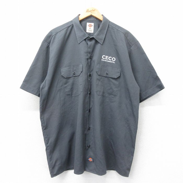 XL★古着 ディッキーズ Dickies 半袖 ワーク シャツ メンズ CECO 大きいサイズ グレー 25apr21 中古 トップス
