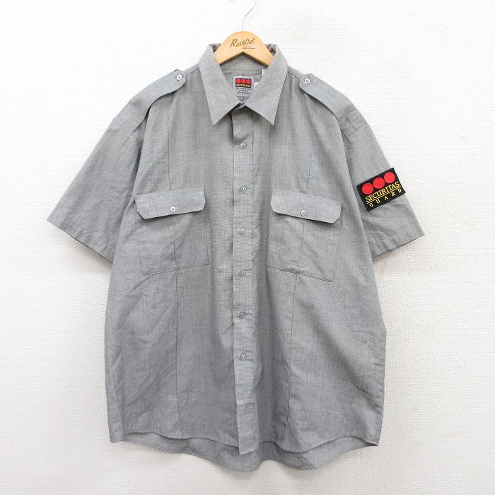XL★古着 半袖 ワーク シャツ メンズ セキュリティ 大きいサイズ グレー 25apr24 中古 トップス