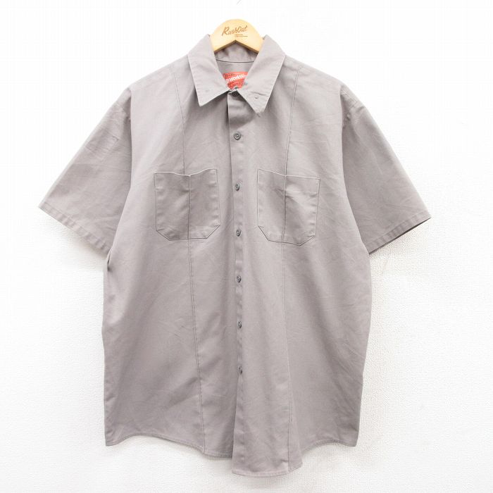 XL★古着 半袖 ワーク シャツ メンズ 90年代 90s 大きいサイズ USA製 グレー 25apr24 中古 トップス