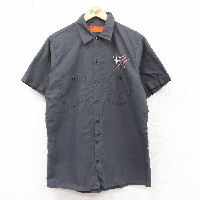 【20%OFF】M★古着 ディッキーズ Dickies 半袖 ワーク シャツ メンズ 悪魔 デビル グレー 【spe】 25apr24 中古 トップス