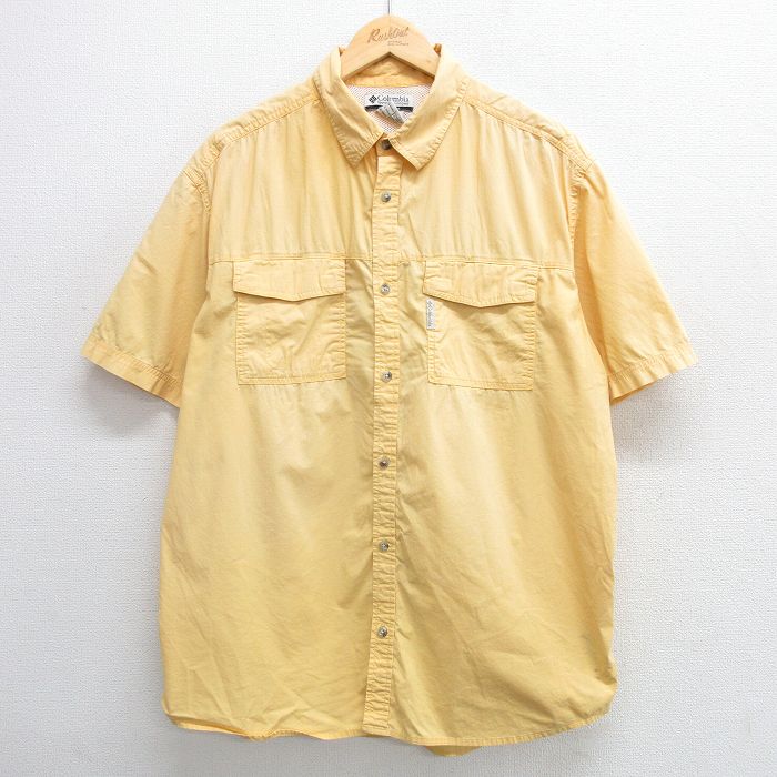 【50%OFF】XL★古着 コロンビア COLUMBIA 半袖 フィッシング シャツ メンズ 00年代 00s 大きいサイズ 黄 イエロー 内側メッシュ 25apr26 中古 トップス