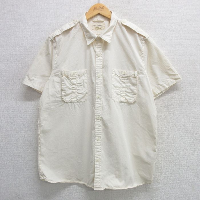 XL★古着 ラルフローレン Ralph Lauren デニムアンドサプライ 半袖 ブランド ワーク シャツ メンズ 大きいサイズ コットン 白 ホワイト 25apr26 中古 トップス