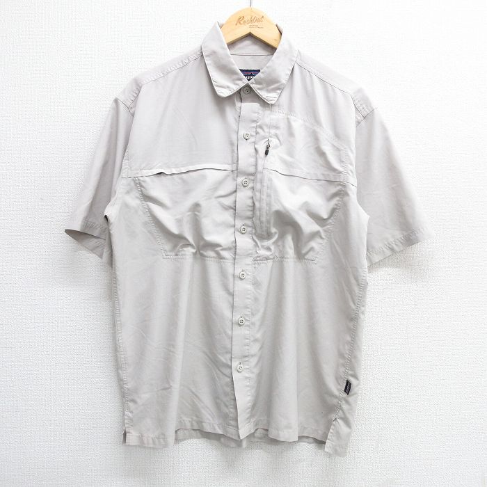 L★古着 パタゴニア patagonia 半袖 フィッシング シャツ メンズ リップストップ 薄グレー 25apr26 中古 トップス