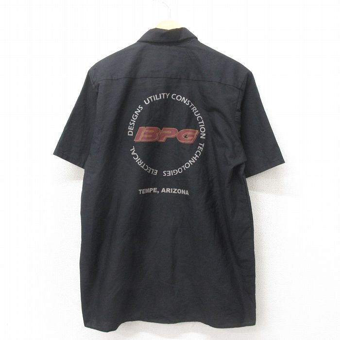 XL★古着 レッドキャップ 半袖 ワーク シャツ メンズ 00年代 00s BPC ロング丈 黒 ブラック 25may02 中古 トップス