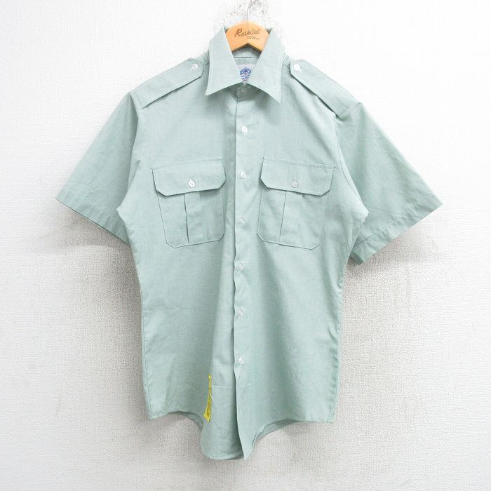 L★古着 半袖 ミリタリー シャツ メンズ 00年代 00s USA 薄緑 グリーン 25may10 中古 トップス