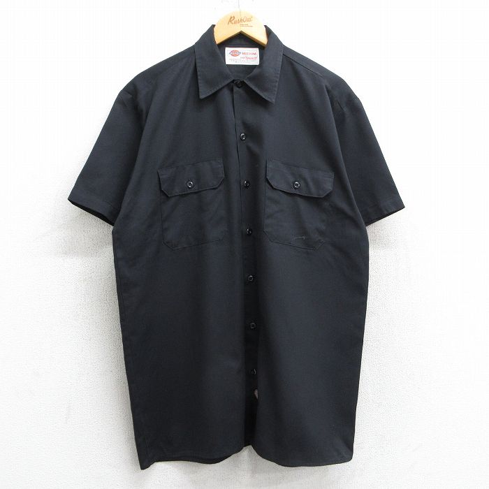 L★古着 ディッキーズ Dickies 半袖 ワーク シャツ メンズ 00年代 00s 黒 ブラック 25may13 中古 トップス