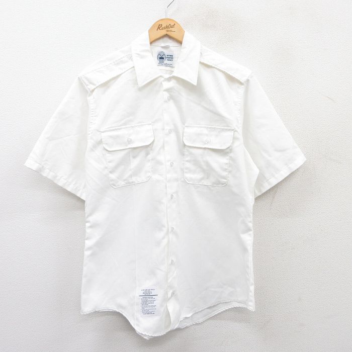 L★古着 半袖 ミリタリー シャツ メンズ USA製 白 ホワイト 25may15 中古 トップス