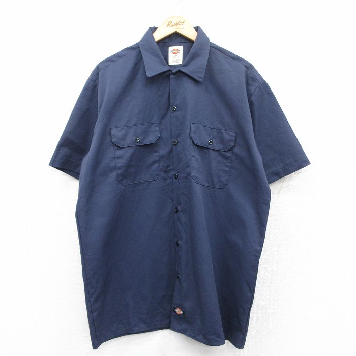 ディッキーズ 半袖ワークシャツ ネイビー XL | 古着