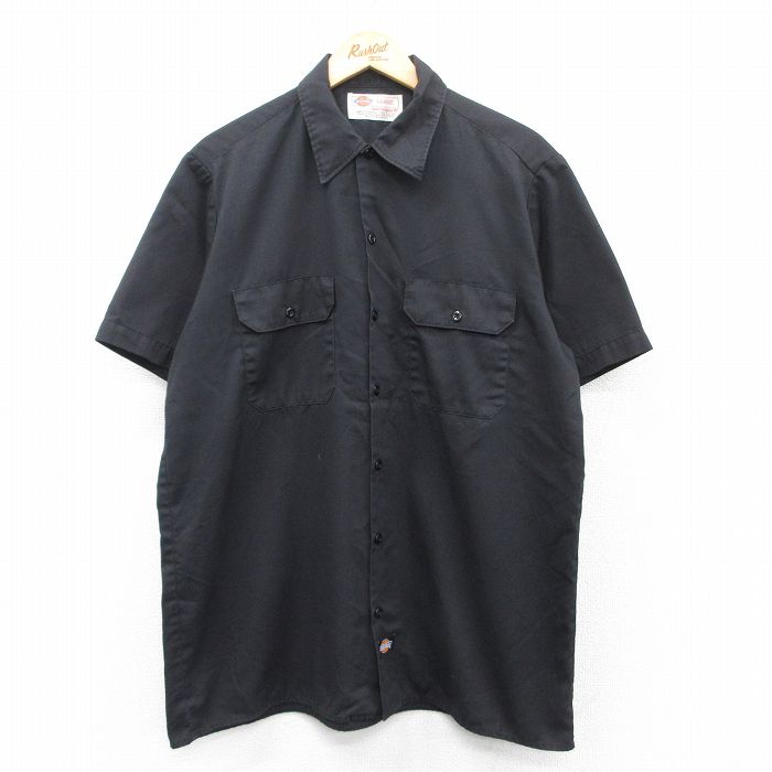 【20%OFF】XL★古着 ディッキーズ Dickies 半袖 ワーク シャツ メンズ 00年代 00s 黒 ブラック 25may15 中古 トップス