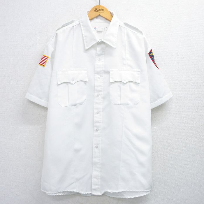 半袖ワークシャツ 消防署 ホワイト XL | 古着