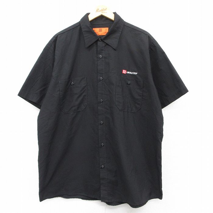 XL★古着 半袖 ワーク シャツ メンズ LINSOLN TECH 大きいサイズ 黒 ブラック 25may31 中古 トップス