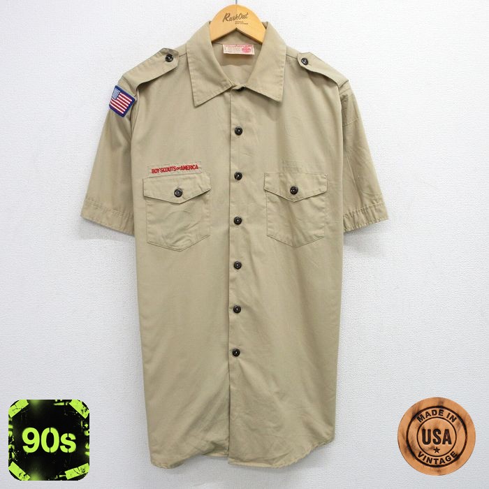 【50%OFF】90s 半袖シャツ ボーイスカウト ベージュ XL | 古着