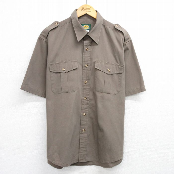 XL★古着 カベラス 半袖 サファリ シャツ メンズ 00年代 00s 大きいサイズ 濃茶系 ブラウン 25jun04 中古 トップス