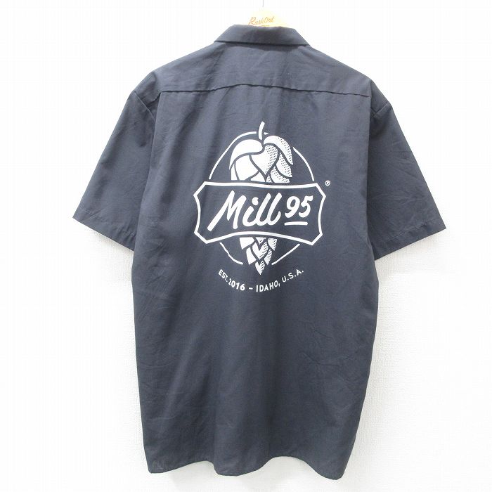 XL★古着 ディッキーズ Dickies 半袖 ワーク シャツ メンズ Mill 濃グレー 25jun05 中古 トップス
