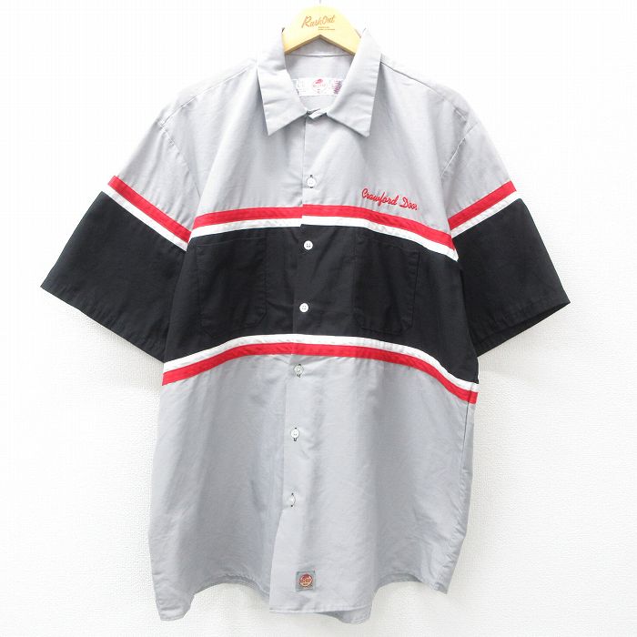 XL★古着 レッドキャップ 半袖 ワーク シャツ メンズ 00年代 00s Crawland 大きいサイズ グレー他 25jun05 中古 トップス