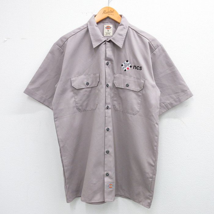 L★古着 ディッキーズ Dickies 半袖 ワーク シャツ メンズ ncs グレー系 25jun12 中古 トップス