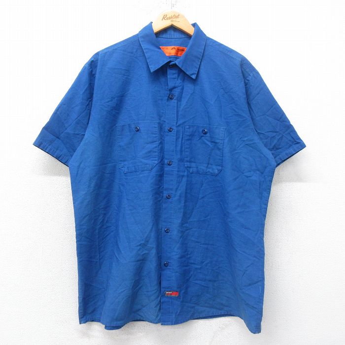 XL★古着 レッドキャップ 半袖 ワーク シャツ メンズ 00年代 00s 大きいサイズ 青 ブルー 25jun12 中古 トップス