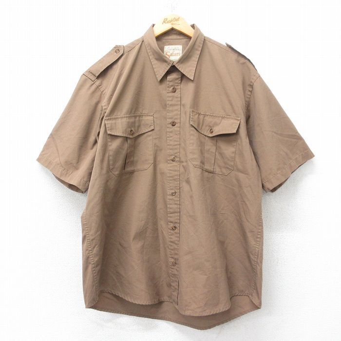 【50%OFF】XL★古着 カベラス 半袖 ワーク シャツ メンズ 大きいサイズ 茶 ブラウン 25jun12 中古 トップス
