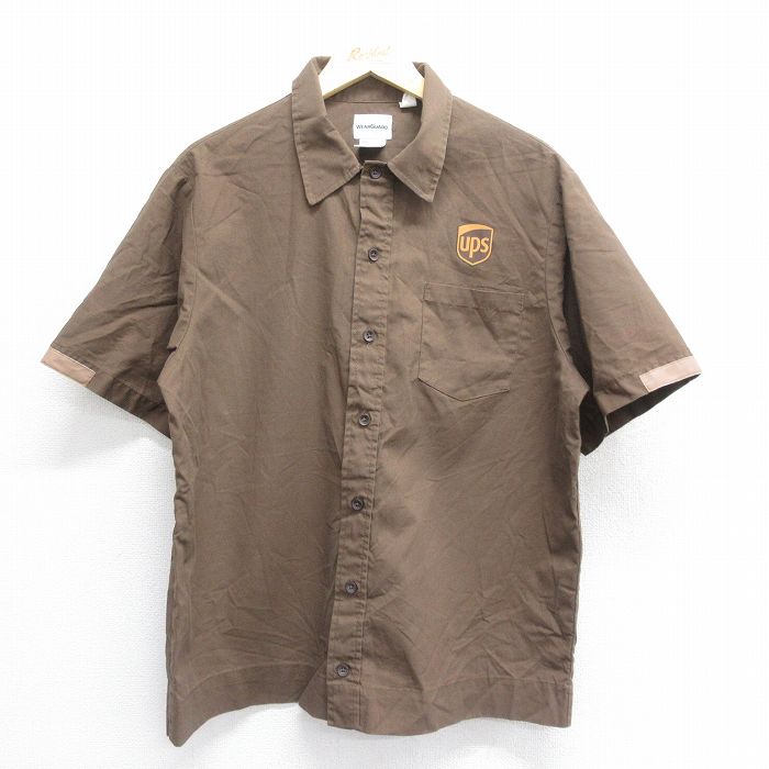 XL★古着 Wear Guard 半袖 ワーク シャツ メンズ UPS 茶 ブラウン 25jun16 中古 トップス