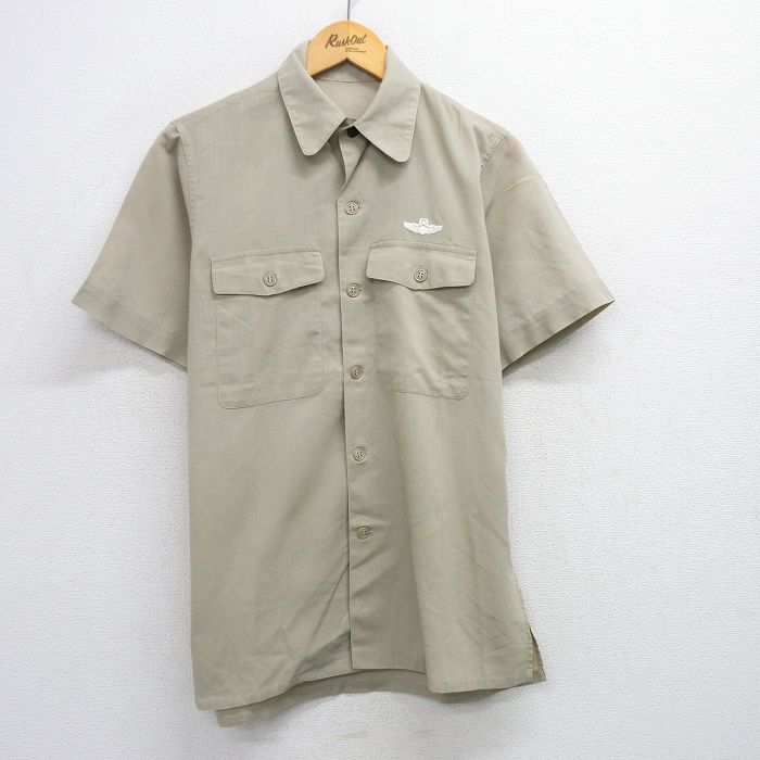 M★古着 半袖 ビンテージ ミリタリー シャツ メンズ 60年代 60s USA製 ベージュ カーキ 25jun17 中古 トップス