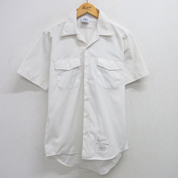 M★古着 半袖 ミリタリー シャツ メンズ 00年代 00s 開襟 オープンカラー USA製 白 ホワイト 25jun19 中古 トップス