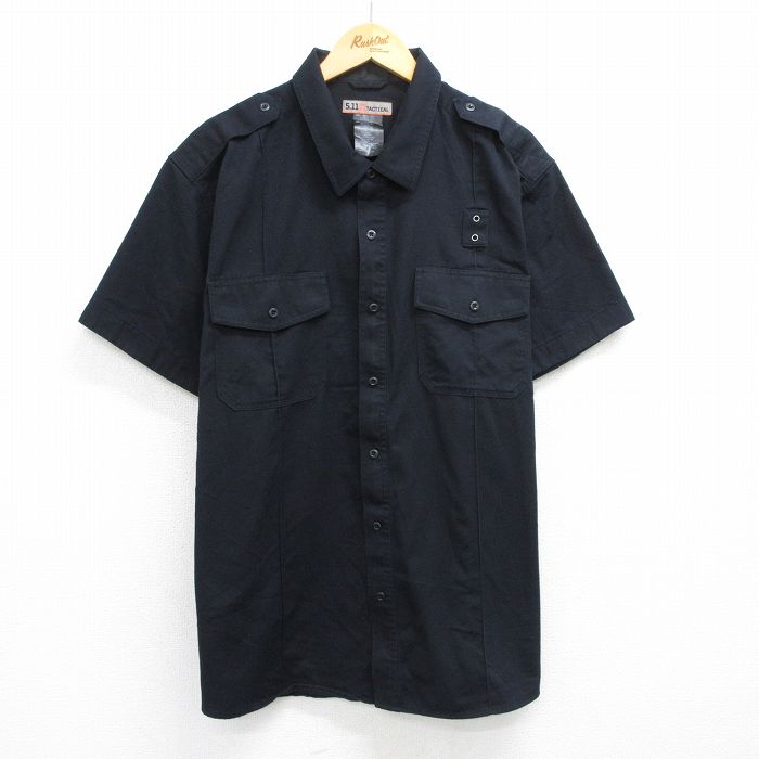 【20%OFF】XL★古着 5.11 タクティカル 半袖 ワーク シャツ メンズ 大きいサイズ 黒 ブラック 25jun26 中古 トップス