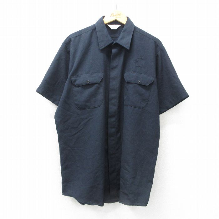 80s 半袖ワークシャツ ネイビー XL | 古着