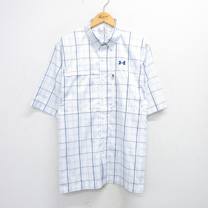 【50%OFF】アンダーアーマー 半袖シャツ ワンポイント ホワイトチェック XL | 古着