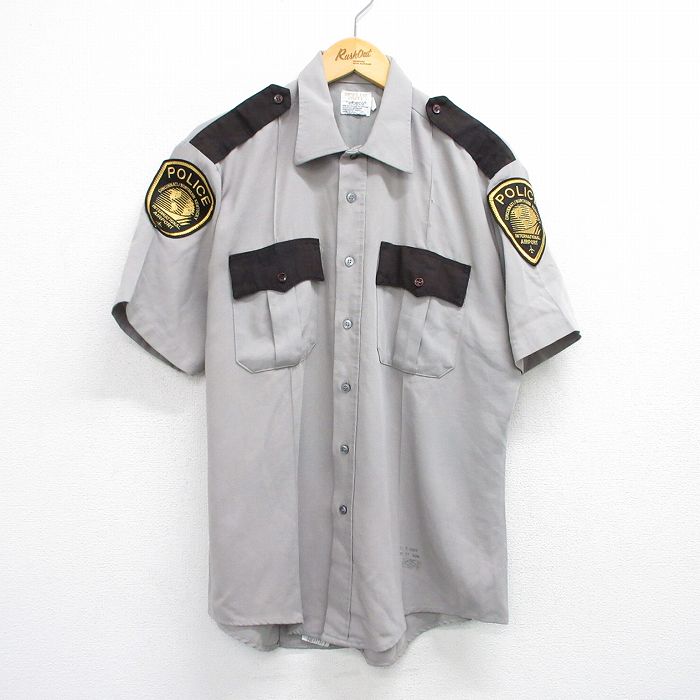 L★古着 elbeco 半袖 ワーク シャツ メンズ 90年代 90s POLICE USA製 薄グレー他 25jul05 中古 トップス