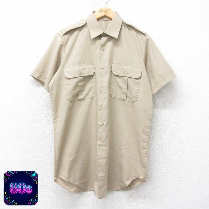 【50%OFF】80s 半袖ワークシャツ ベージュ L | 古着