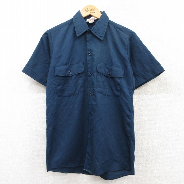 ディッキーズ 90s 半袖ワークシャツ ネイビー S | 古着