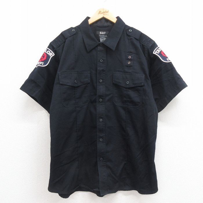 XL★古着 5.11 タクティカル 半袖 ワーク 大きいサイズ ロング丈 黒 ブラック 25aug23 中古 メンズ トップス