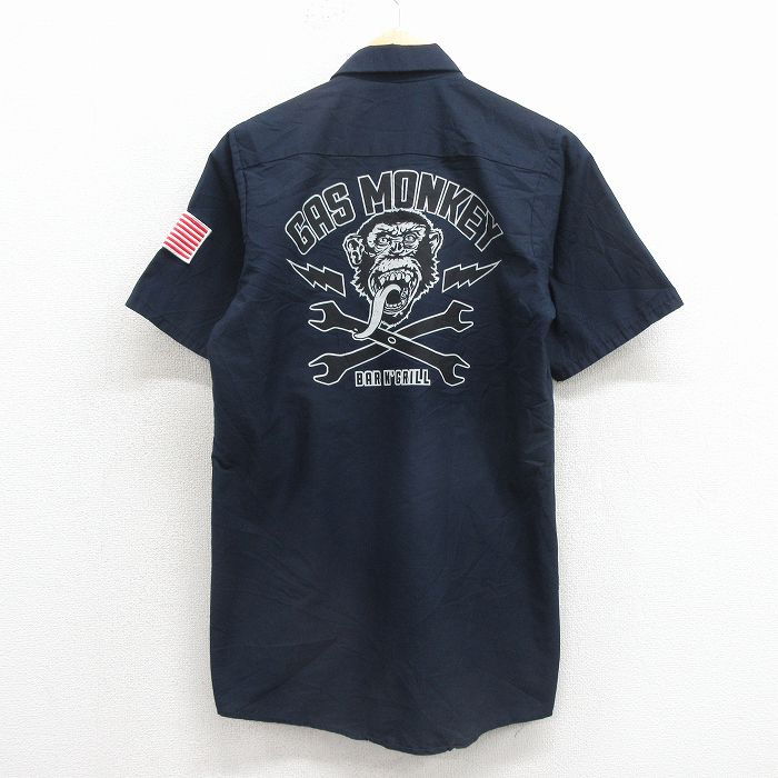 レッドキャップ 00s 半袖ワークシャツ ガスモンキー ネイビー メンズS相当 | 古着