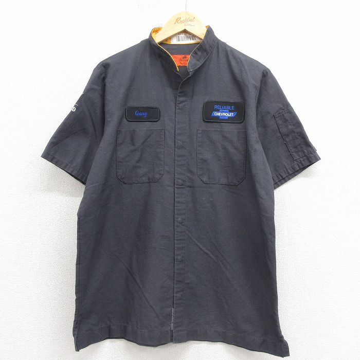 レッドキャップ 00s 半袖ワークシャツ シボレー グレー メンズM相当 | 古着