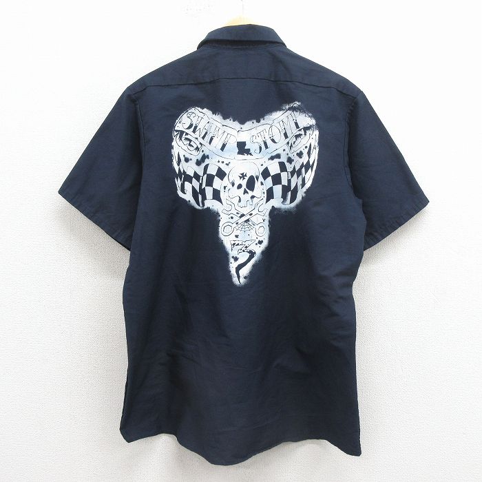 レッドキャップ 00s 半袖ワークシャツ スカル ネイビー メンズL相当 | 古着