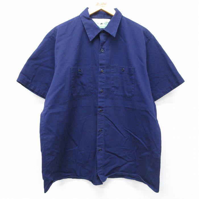 レッドキャップ 90s 半袖ワークシャツ ネイビー XL | 古着