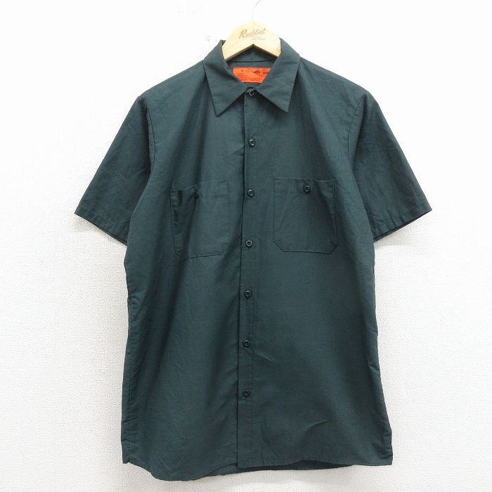 L★古着 レッドキャップ 半袖 ワーク シャツ メンズ 00年代 00s 緑 26apr13