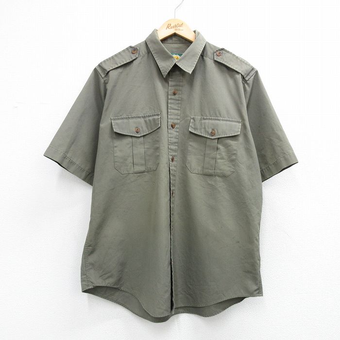 XL★古着 カベラス 半袖 ワーク シャツ メンズ 00年代 00s 緑系 26apr25