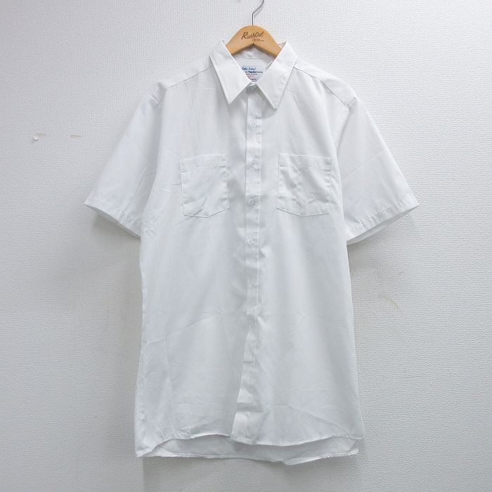 XL★古着 半袖 ワーク シャツ メンズ 90年代 90s ロング丈 USA製 白【spe】 26apr25