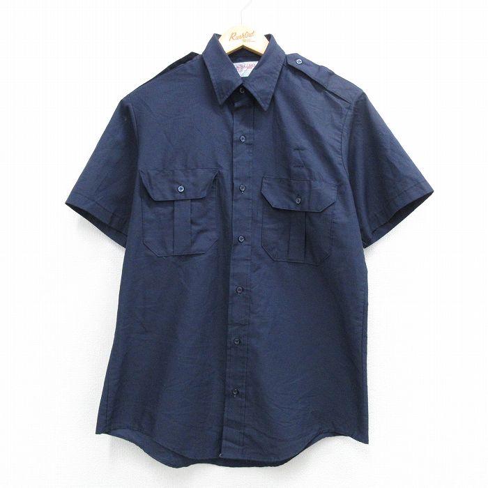 M★古着 レッドキャップ 半袖 ワーク シャツ メンズ 90年代 90s USA製 紺 26apr25