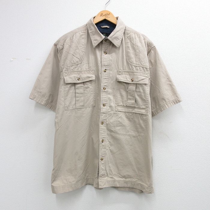 XL★古着 レッドヘッド 半袖 ハンティング シャツ メンズ 00年代 00s 薄ベージュ系 26apr25