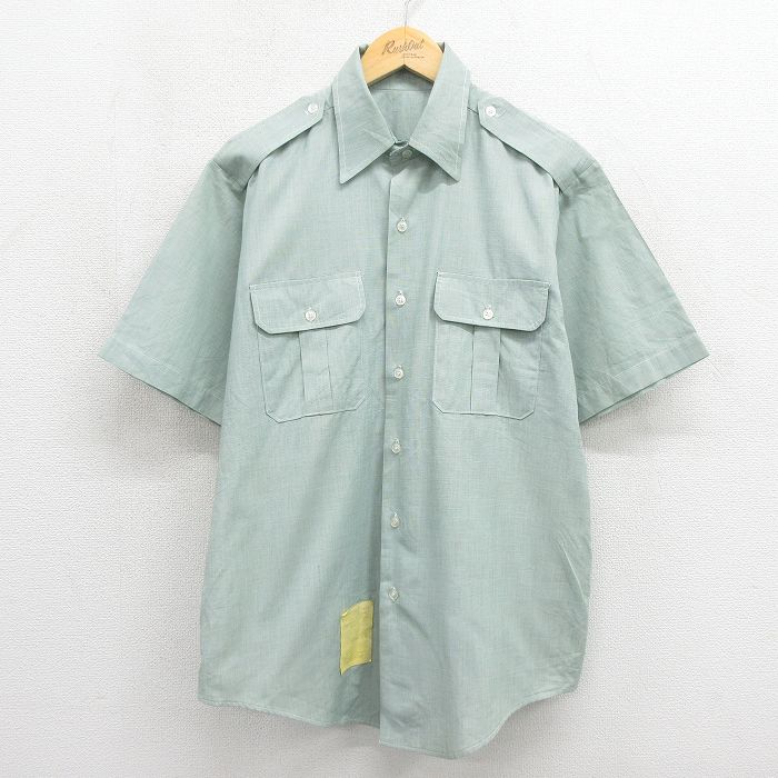 XL★古着 半袖 ミリタリー シャツ メンズ 90年代 90s USA製 カーキ【spe】 26may22