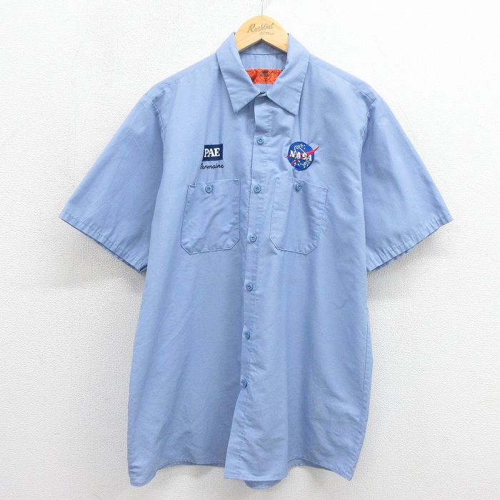 レッドキャップ 00s 半袖ワークシャツ NASA ライトブルー XL | 古着