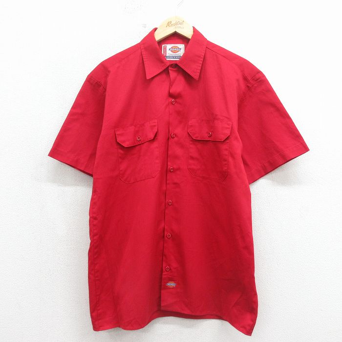ディッキーズ 半袖ワークシャツ レッド M | 古着
