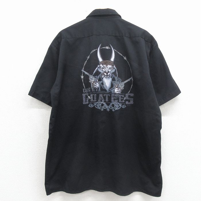 ディッキーズ 半袖ワークシャツ DIRTY GOATEES ブラック XL | 古着