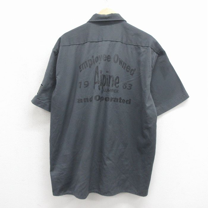 XL★古着 ディッキーズ 半袖 ワーク シャツ メンズ Alpine 大きいサイズ ロング丈 グレー 26may27
