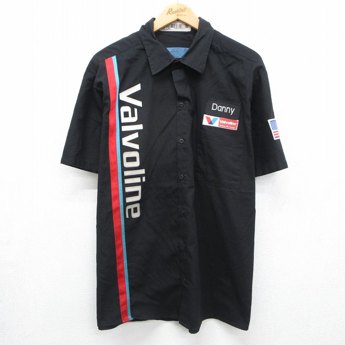 CINTAS 半袖ワークシャツ Valvoline ブラック XL | 古着