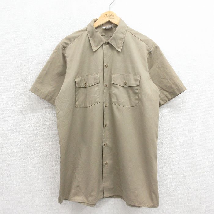 ディッキーズ 90s 半袖ワークシャツ ベージュ メンズXL相当 | 古着