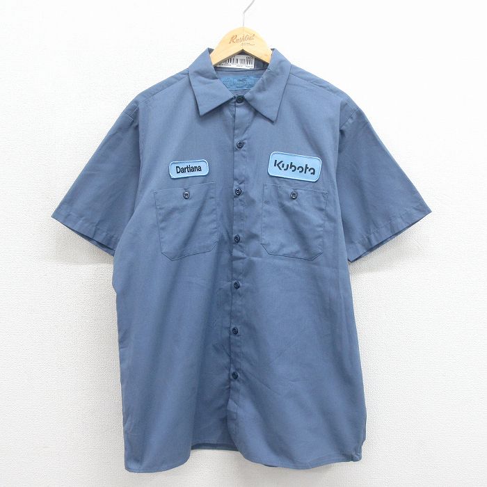 CINTAS 半袖ワークシャツ クボタ ブルー メンズXL相当 | 古着