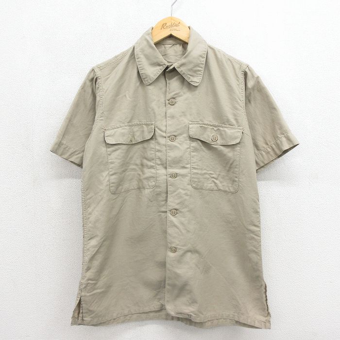 60s 半袖ミリタリーシャツ ベージュ メンズM相当 | 古着
